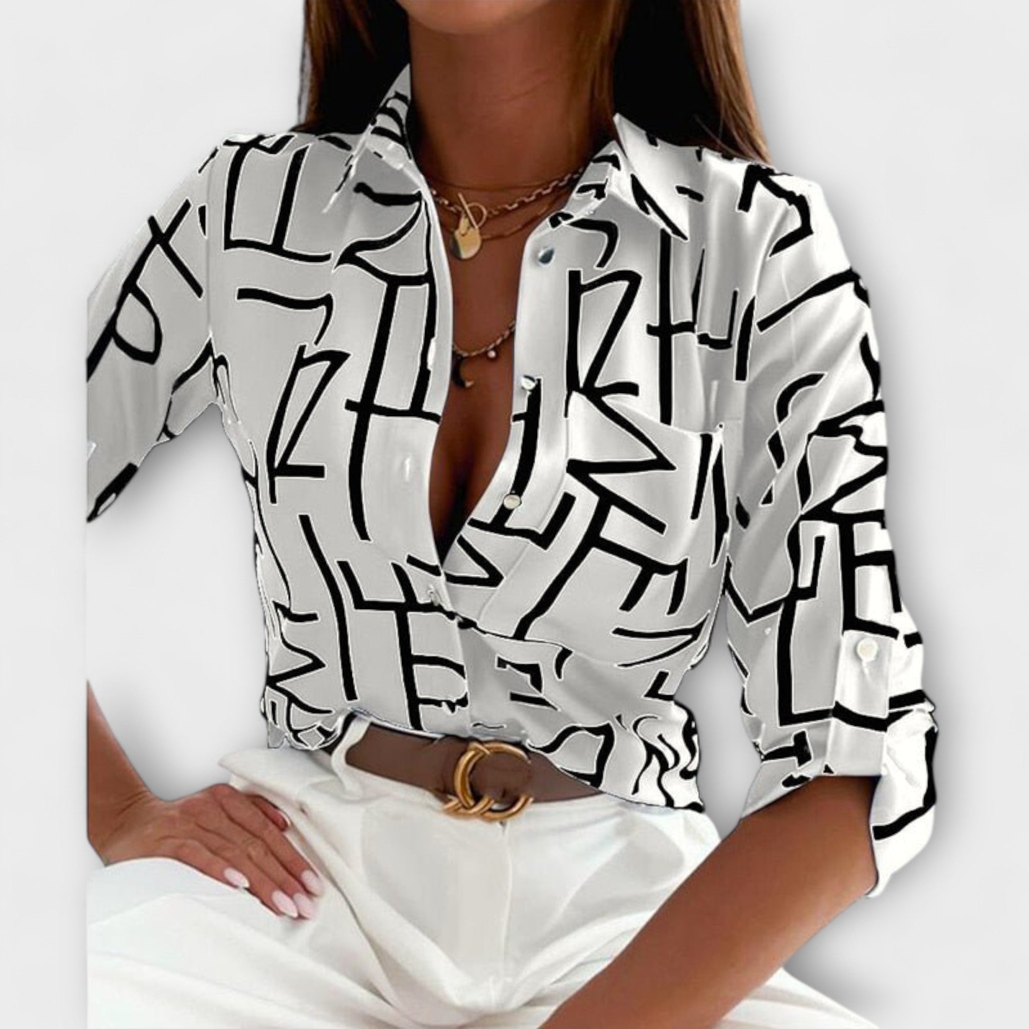 Capri Mosaic Collared Blouse