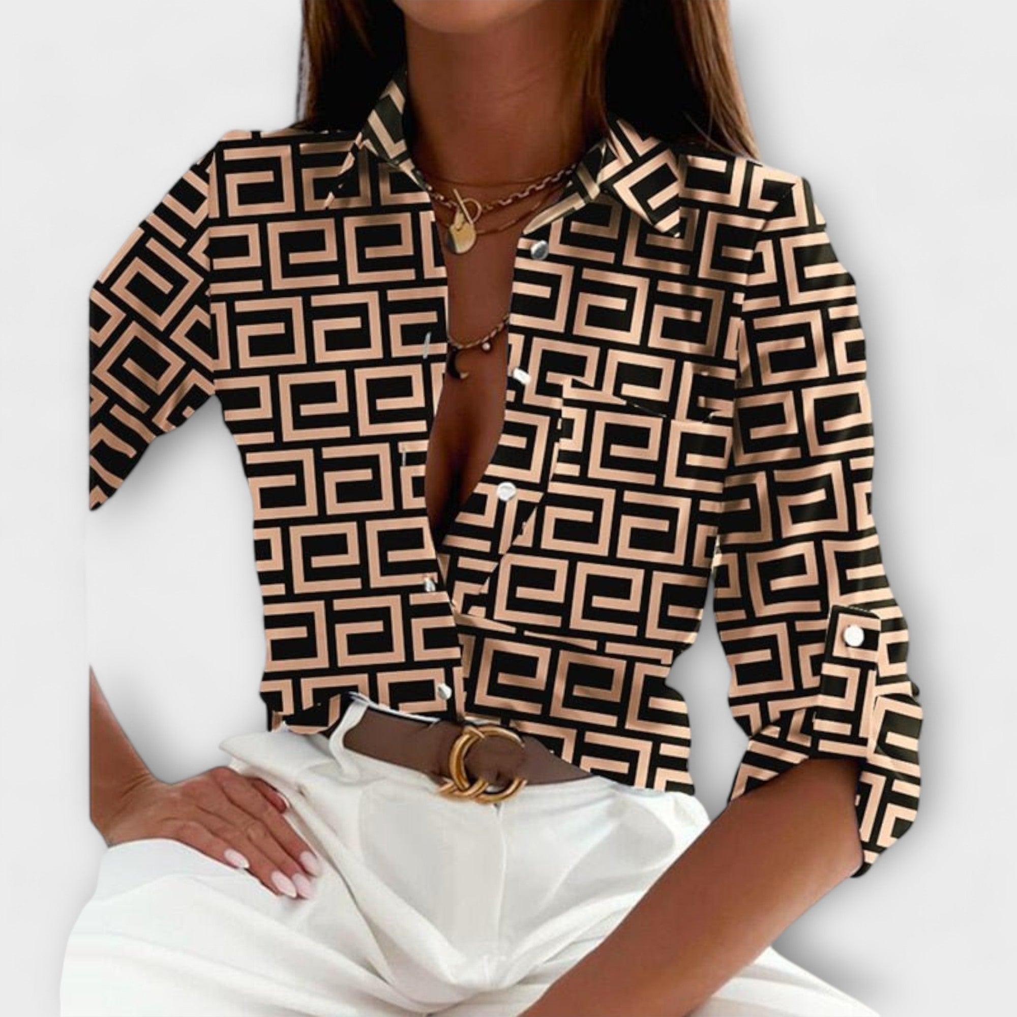 Capri Mosaic Collared Blouse