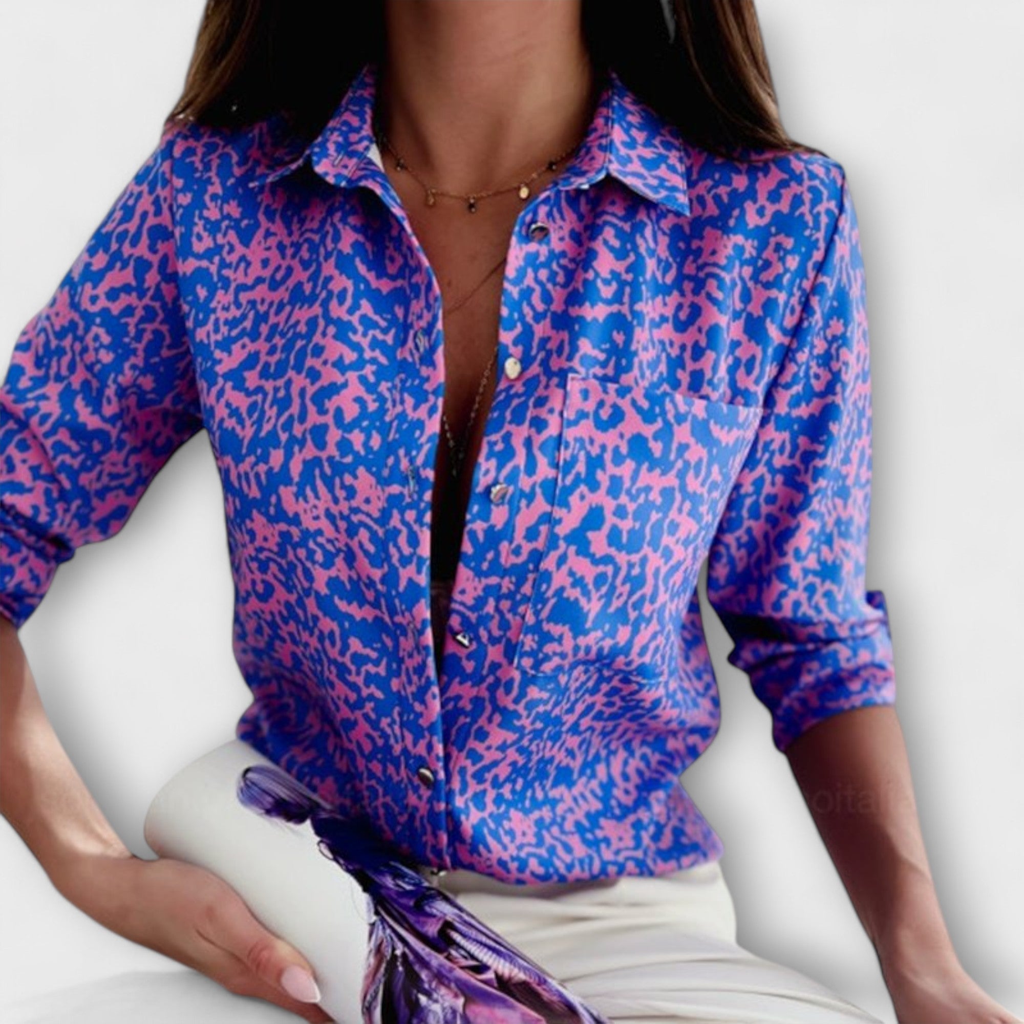 Capri Mosaic Collared Blouse