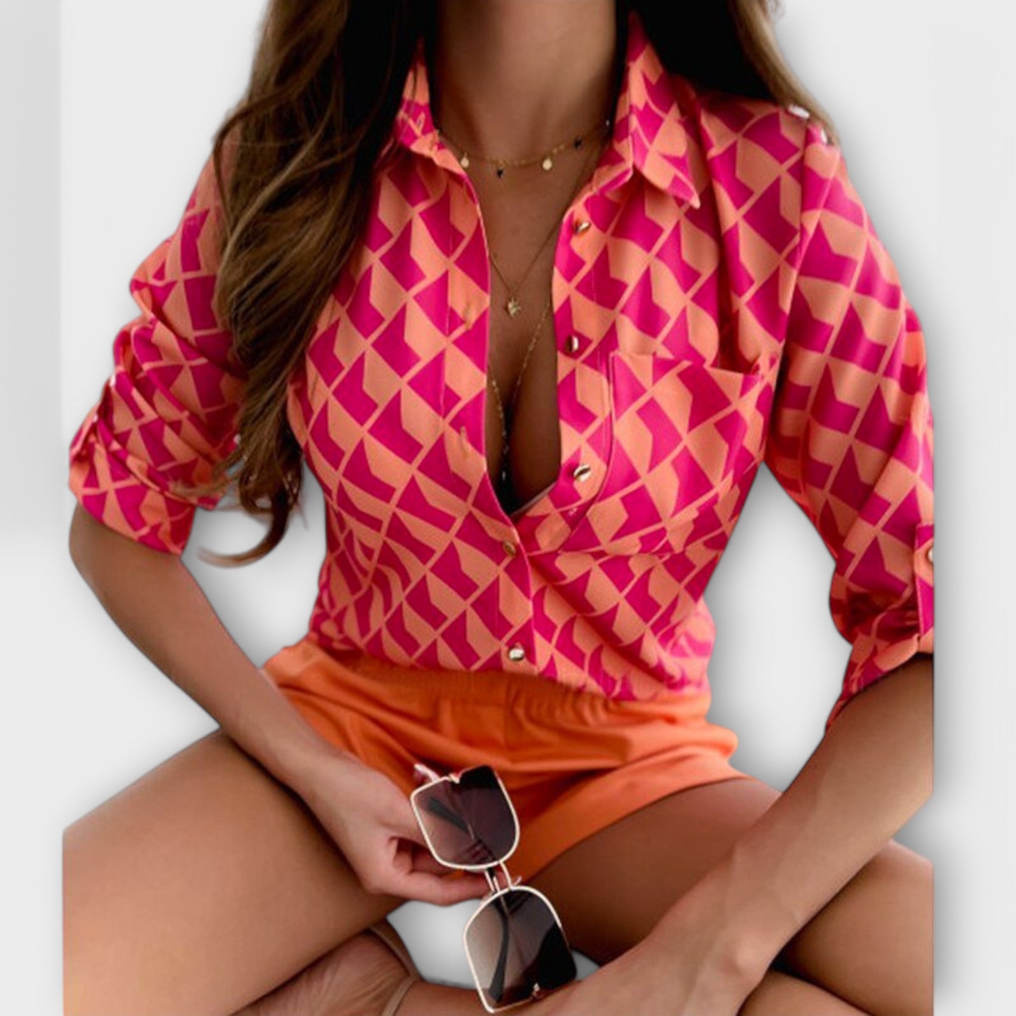 Capri Mosaic Collared Blouse