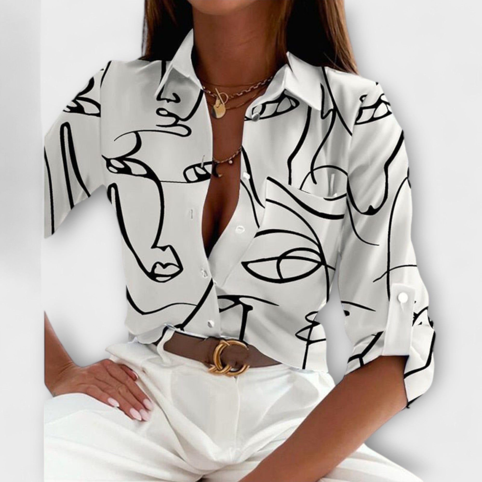 Capri Mosaic Collared Blouse