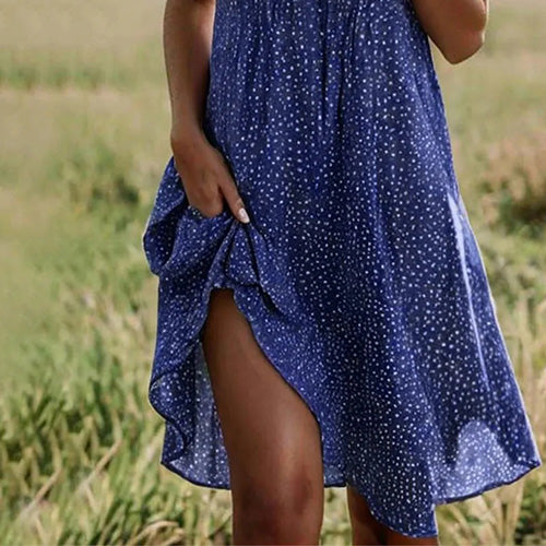Azalea Loose V Neck Short Sleeve Printed Dress